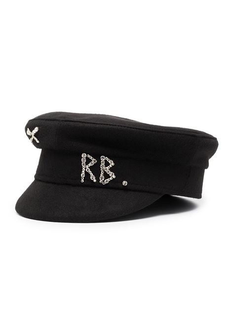 Cappello baker boy con ricamo in nero - RUSLAN BAGINSKIY  donna RUSLAN BAGINSKIY | KPC033WDMD033